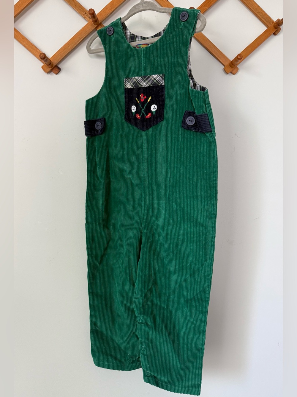 Vintage corduroy jumpsuit embroidered golf clubs 3T USA made